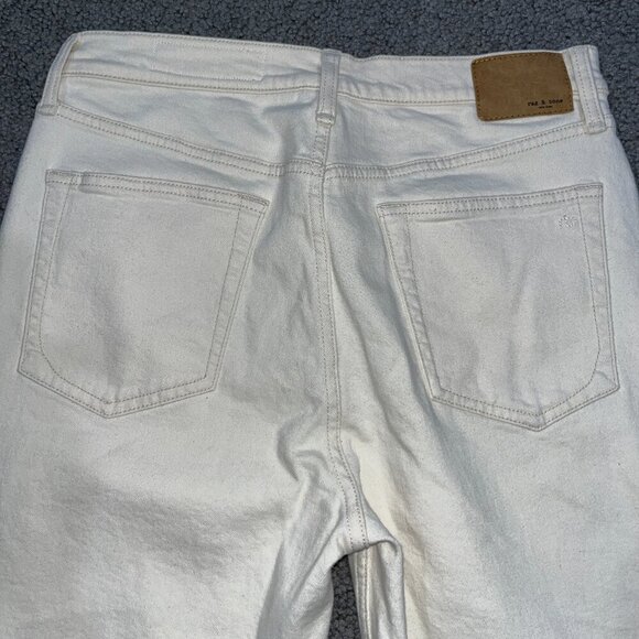 RAG & BONE WREN High-Rise Slim Straight Raw Hem Cropped Denim Jeans in Ecru - 31 - Picture 5 of 13